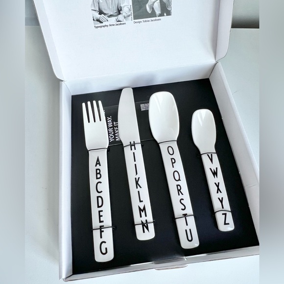 Design Letters Melamine Alphabet Letters Children’s 4pc Utensil Set, Boxed - Picture 4 of 11